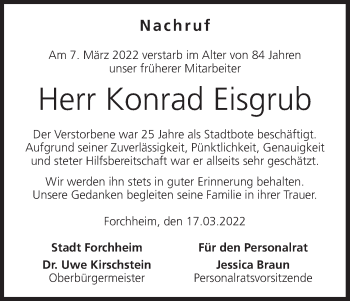 Anzeige von Konrad Eisgrub von MGO