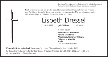 Anzeige von Lisbeth Dressel von MGO