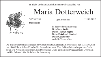 Anzeige von Maria Dotterweich von MGO