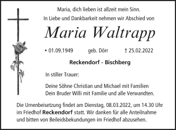 Anzeige von Maria Waltrapp von MGO