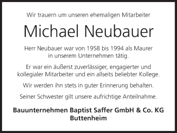 Anzeige von Michael Neubauer von MGO
