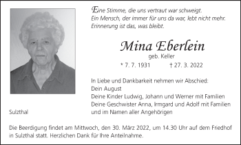 Anzeige von Mina Eberlein von MGO