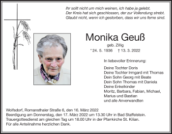 Anzeige von Monika Geuß von MGO