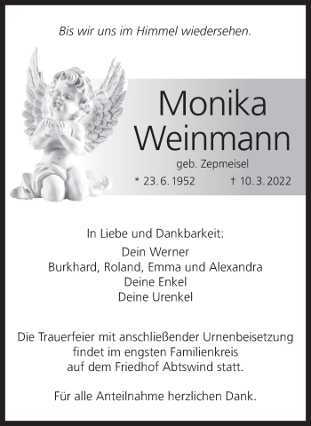 Anzeige von Monika Weinmann von MGO