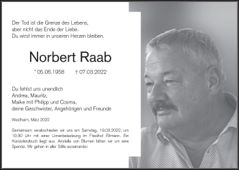 Anzeige von Norbert Raab von MGO