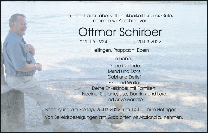  Traueranzeige für Ottmar Schirber vom 23.03.2022 aus MGO