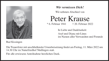 Anzeige von Peter Krause von MGO