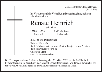 Anzeige von Renate Heinrich von MGO