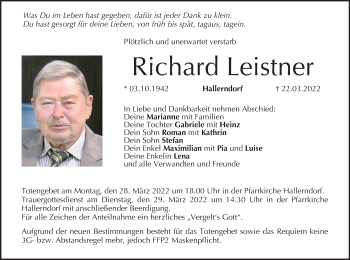 Anzeige von Richard Leistner von MGO