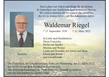 Anzeige von Waldemar Riegel von MGO