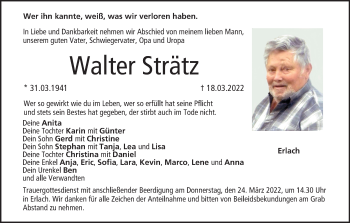 Anzeige von Walter Strätz von MGO