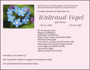 Anzeige von Waltraud Vogel von MGO