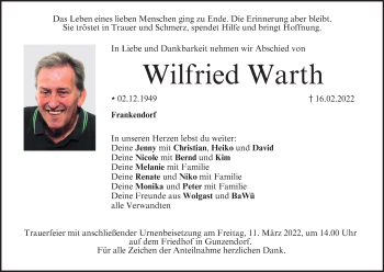 Anzeige von Wilfried Warth von MGO