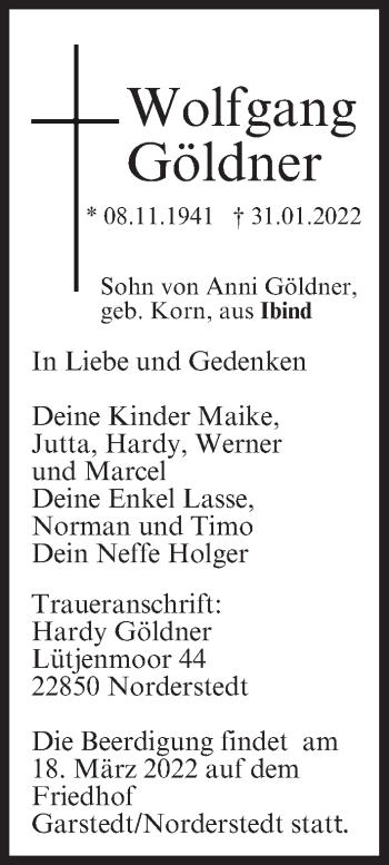 Anzeige von Wolfgang Göldner von MGO