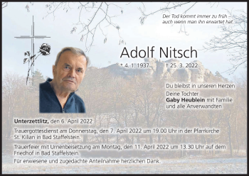 Anzeige von Adolf Nitsch von MGO