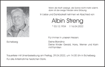 Anzeige von Albin Streng von MGO