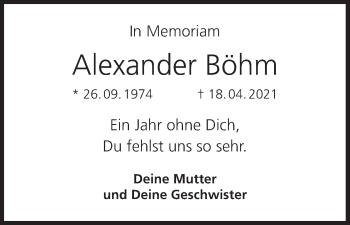 Anzeige von Alexander Böhm von MGO