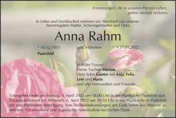 Anzeige von Anna Rahm von MGO