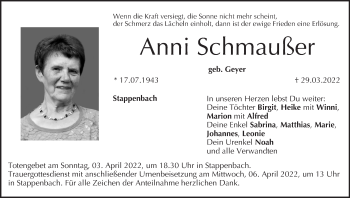Anzeige von Anni Schmaußer von MGO