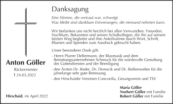 Anzeige von Anton Göller von MGO