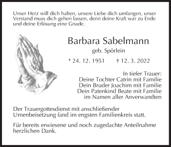 Anzeige von Barbara Sabelmann von MGO