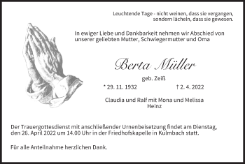 Anzeige von Berta Müller von MGO