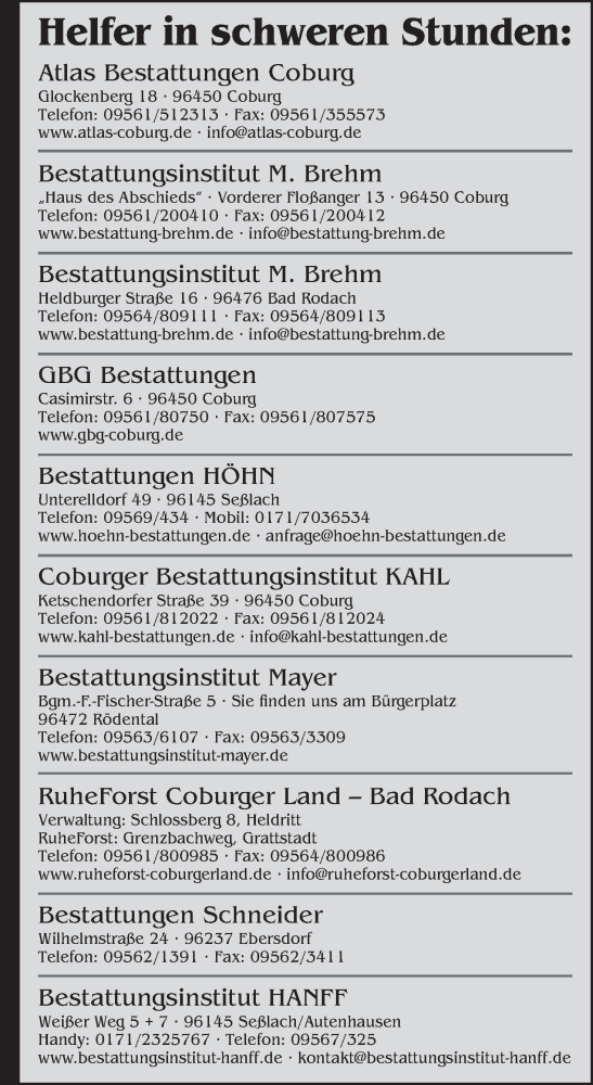  Traueranzeige für Bestattungen  vom 04.04.2022 aus MGO