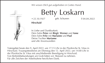 Anzeige von Betty Loskarn von MGO