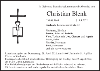Anzeige von Christian Blenk von MGO