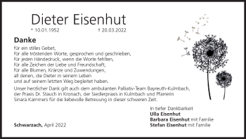 Anzeige von Dieter Eisenhut von MGO