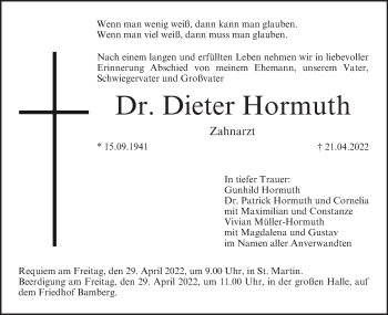 Anzeige von Dieter Hormuth von MGO