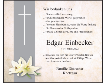 Anzeige von Edgar Einbecker von MGO
