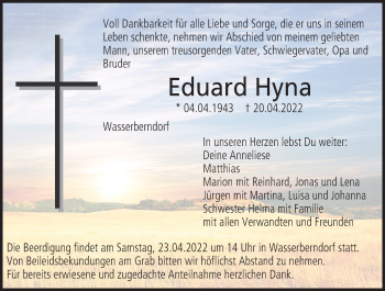 Anzeige von Eduard Hyna von MGO