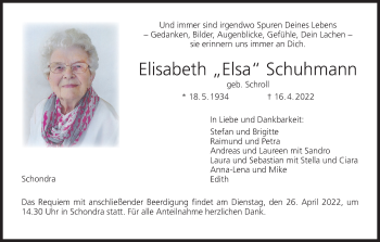 Anzeige von Elisabeth Schuhmann von MGO