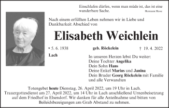 Anzeige von Elisabeth Weichlein von MGO
