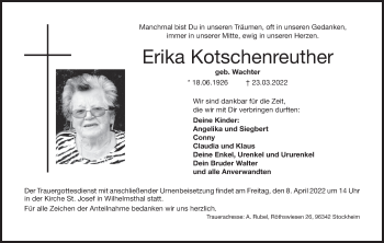 Anzeige von Erika Kotschenreuther von MGO