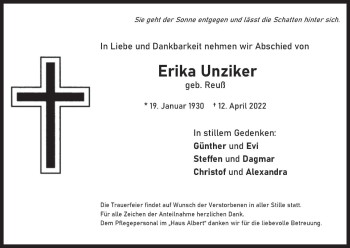 Anzeige von Erika Unziker von MGO