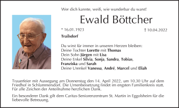 Anzeige von Ewald Böttcher von MGO