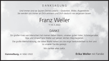 Anzeige von Franz Weller von MGO