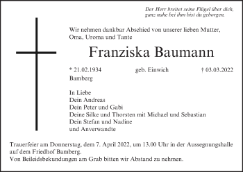 Anzeige von Franziska Baumann von MGO