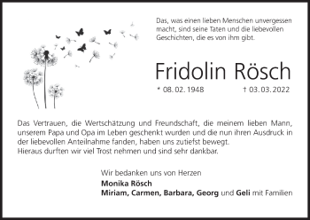 Anzeige von Fridolin Rösch von MGO
