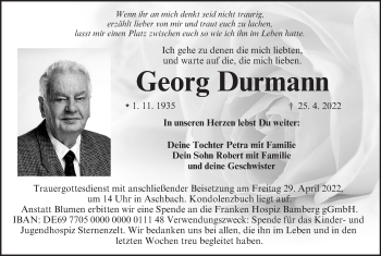 Anzeige von Georg Durmann von MGO