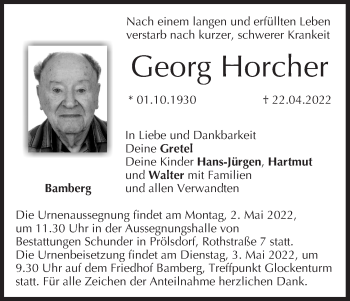 Anzeige von Georg Horcher von MGO