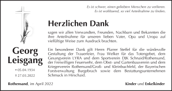 Anzeige von Georg Leisgang von MGO