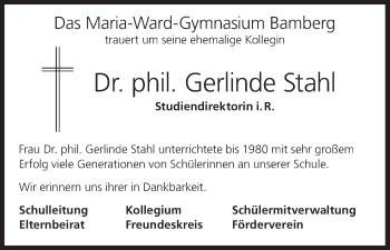 Anzeige von Gerlinde Stahl von MGO