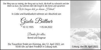 Anzeige von Gisela Büttner von MGO