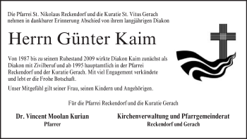 Anzeige von Günter Kaim von MGO