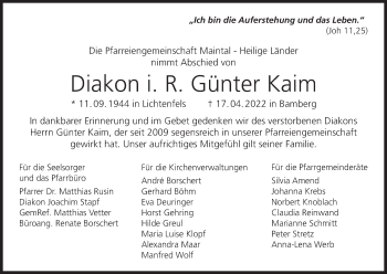 Anzeige von Günter Kaim von MGO