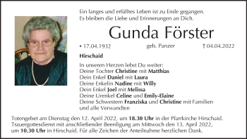 Anzeige von Gunda Förster von MGO
