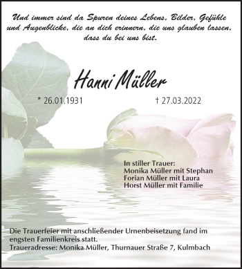 Anzeige von Hanni Müller von MGO